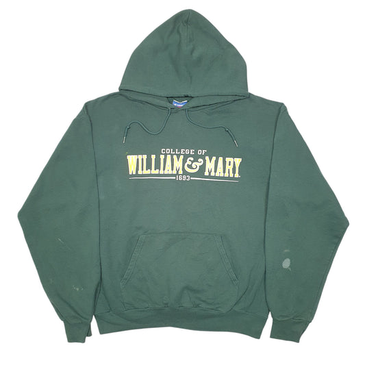 Mens Green Champion College Of William & Mary USA Spellout Hoodie Jumper