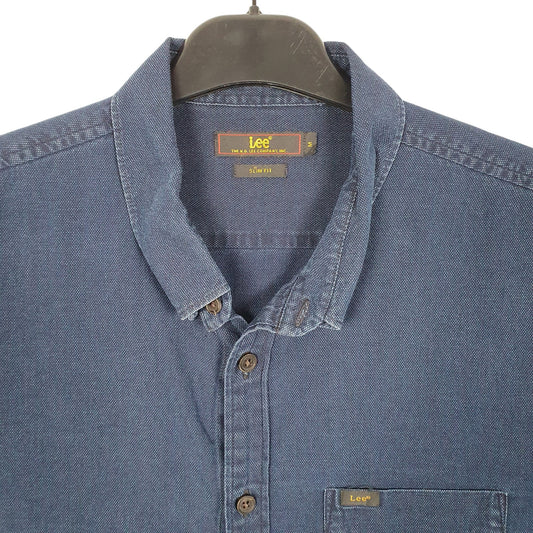 Mens Navy Lee Indigo Long Sleeve Shirt