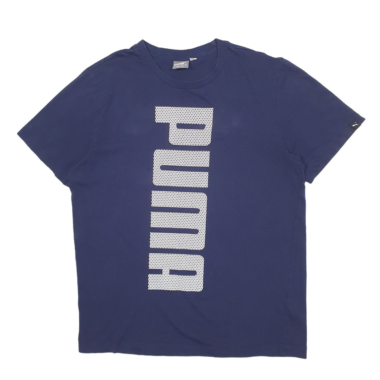 Mens Navy Puma Spellout Short Sleeve T Shirt
