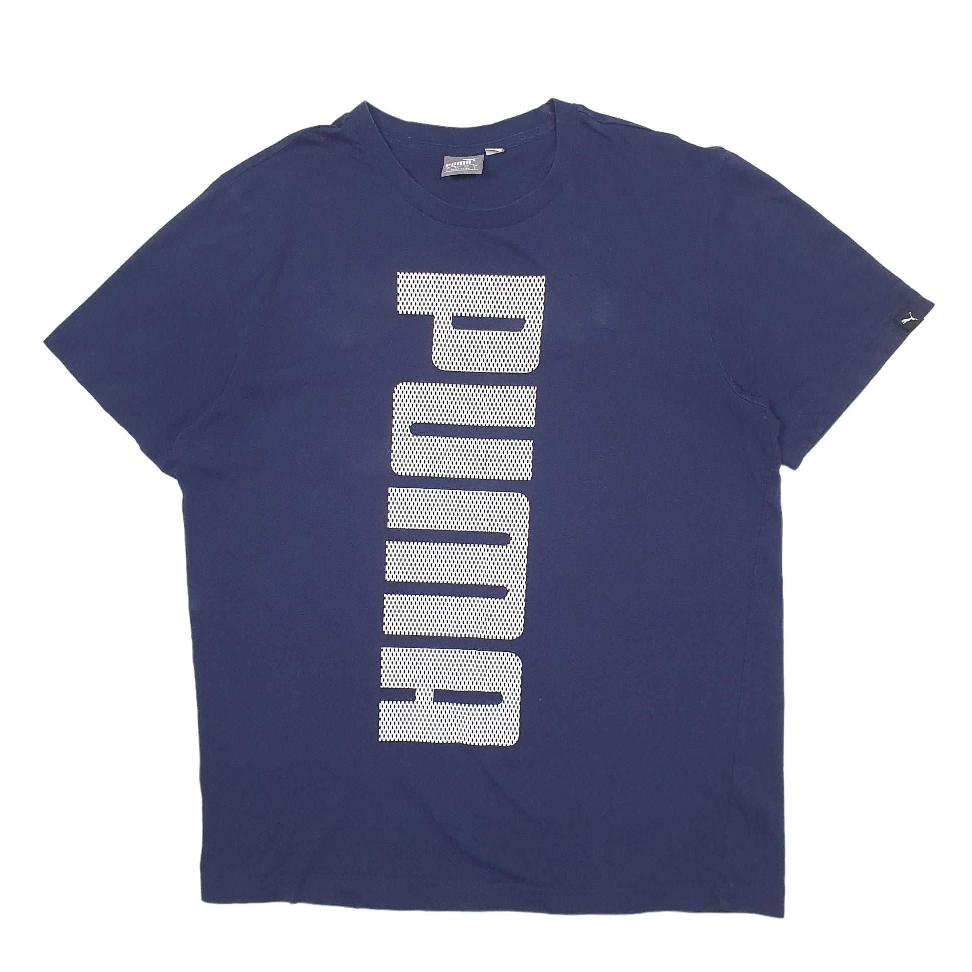 Mens Navy Puma Spellout Short Sleeve T Shirt