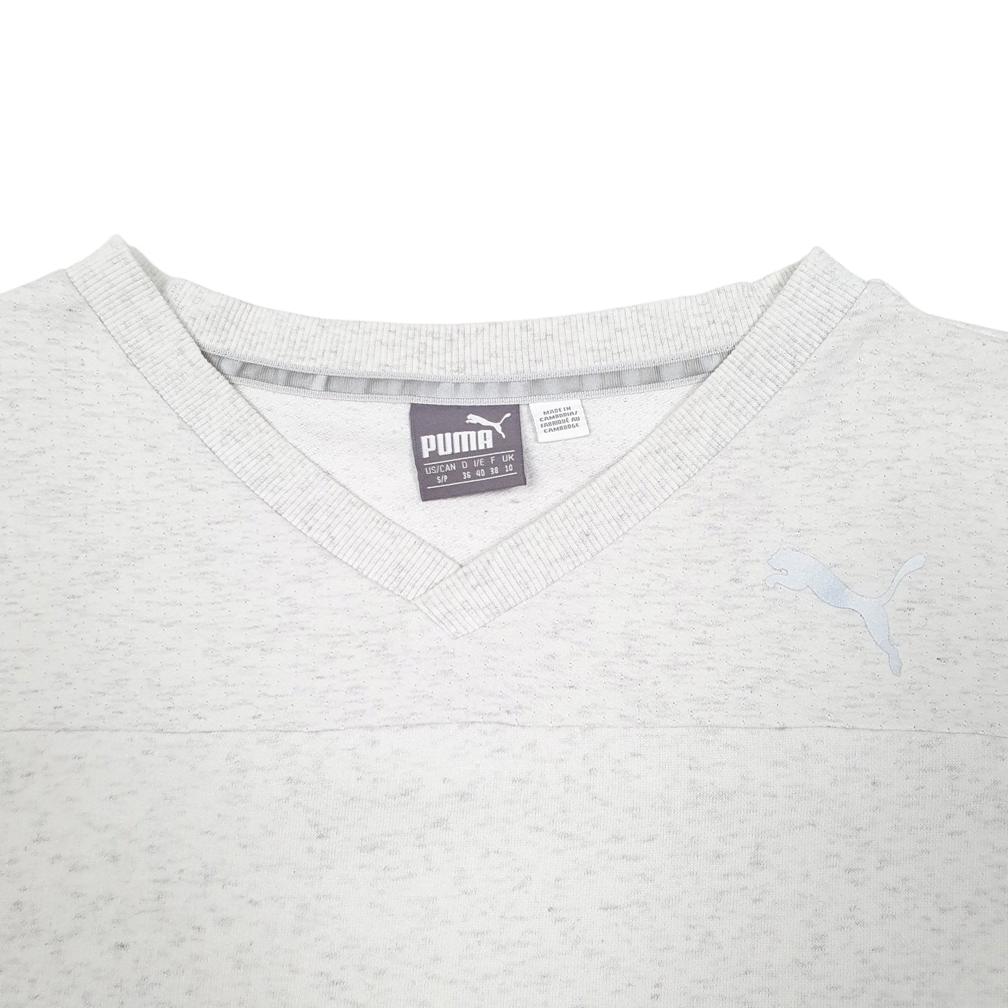 Mens Grey Puma Spellout V Neck Jumper