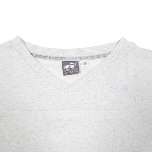 Mens Grey Puma Spellout V Neck Jumper