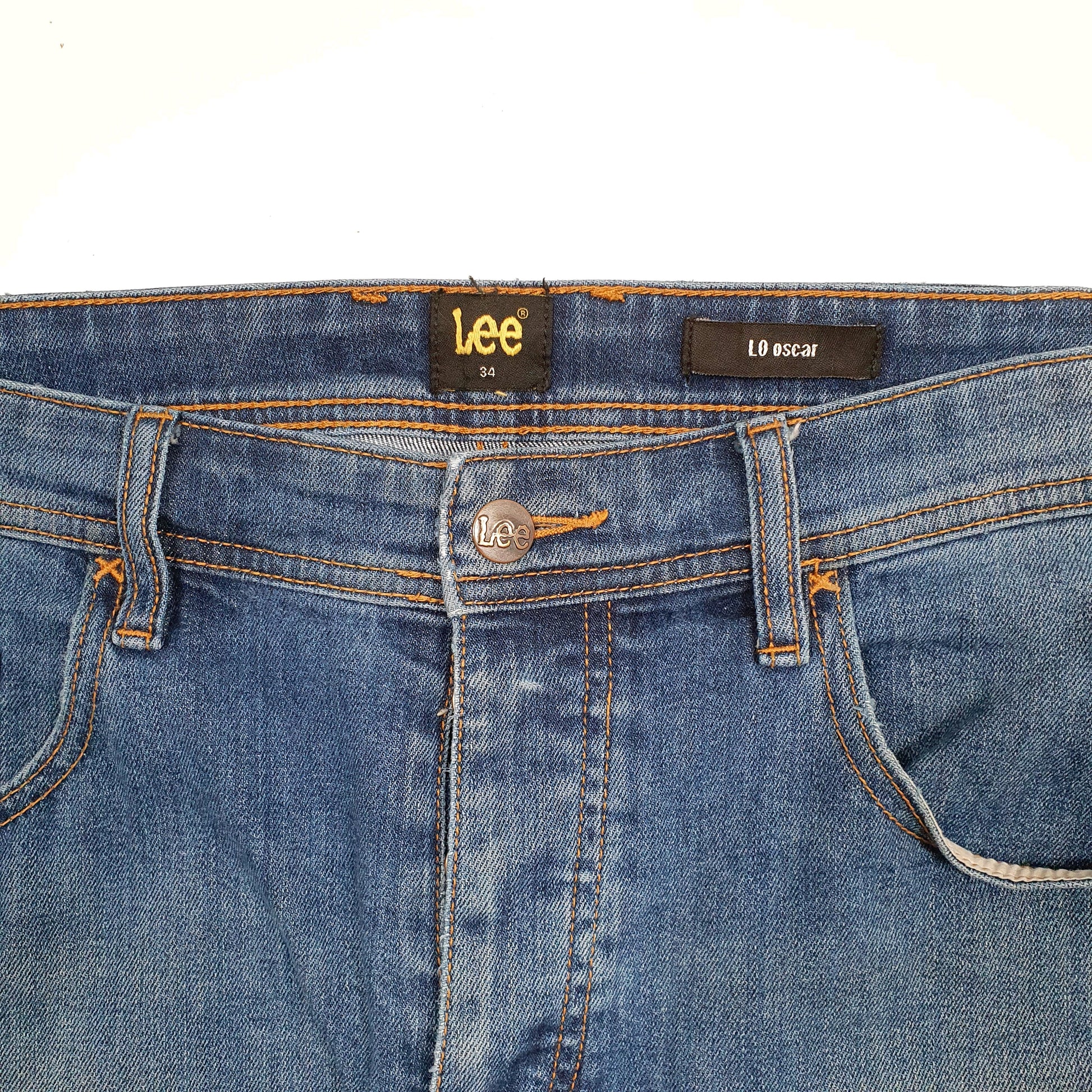 Mens Blue Lee Cut Off Jorts Denim Shorts