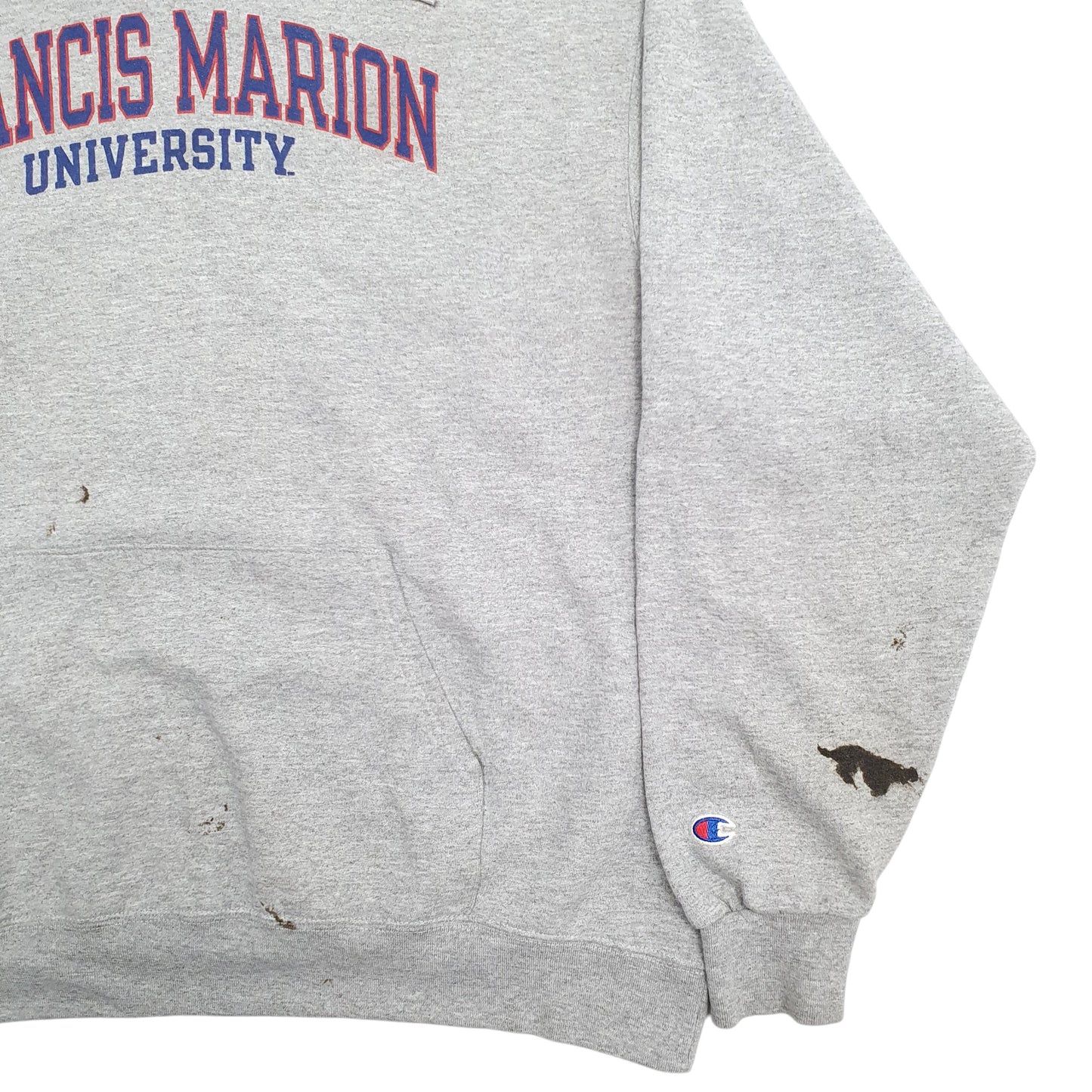 Mens Grey Champion Francis Marion University Spellout Hoodie Jumper