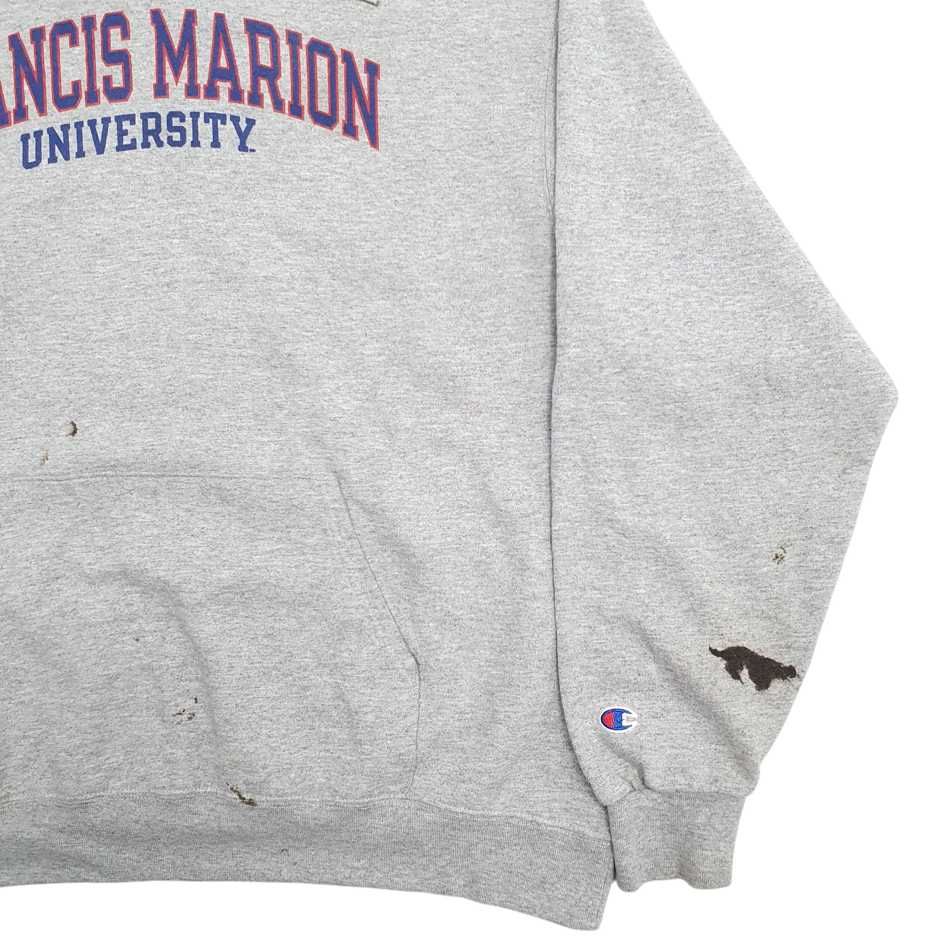 Mens Grey Champion Francis Marion University Spellout Hoodie Jumper