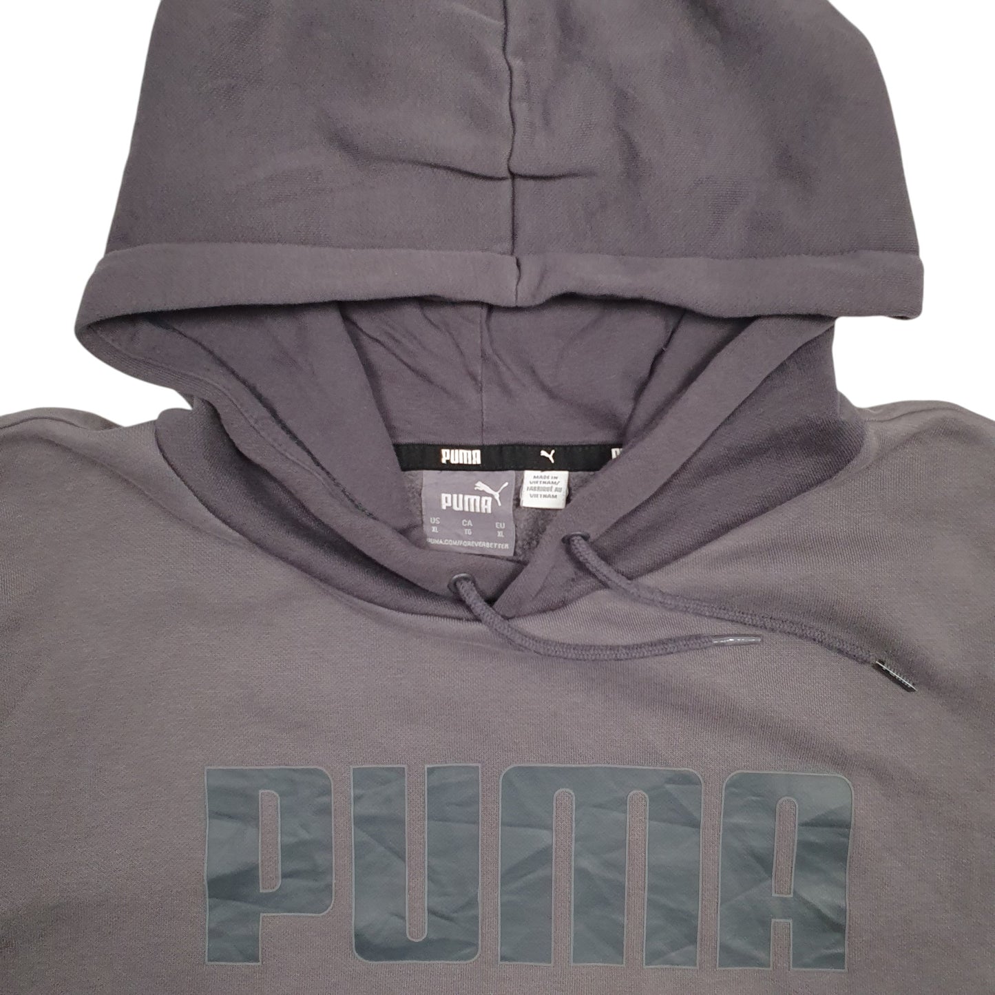 Mens Grey Puma Spellout Hoodie Jumper