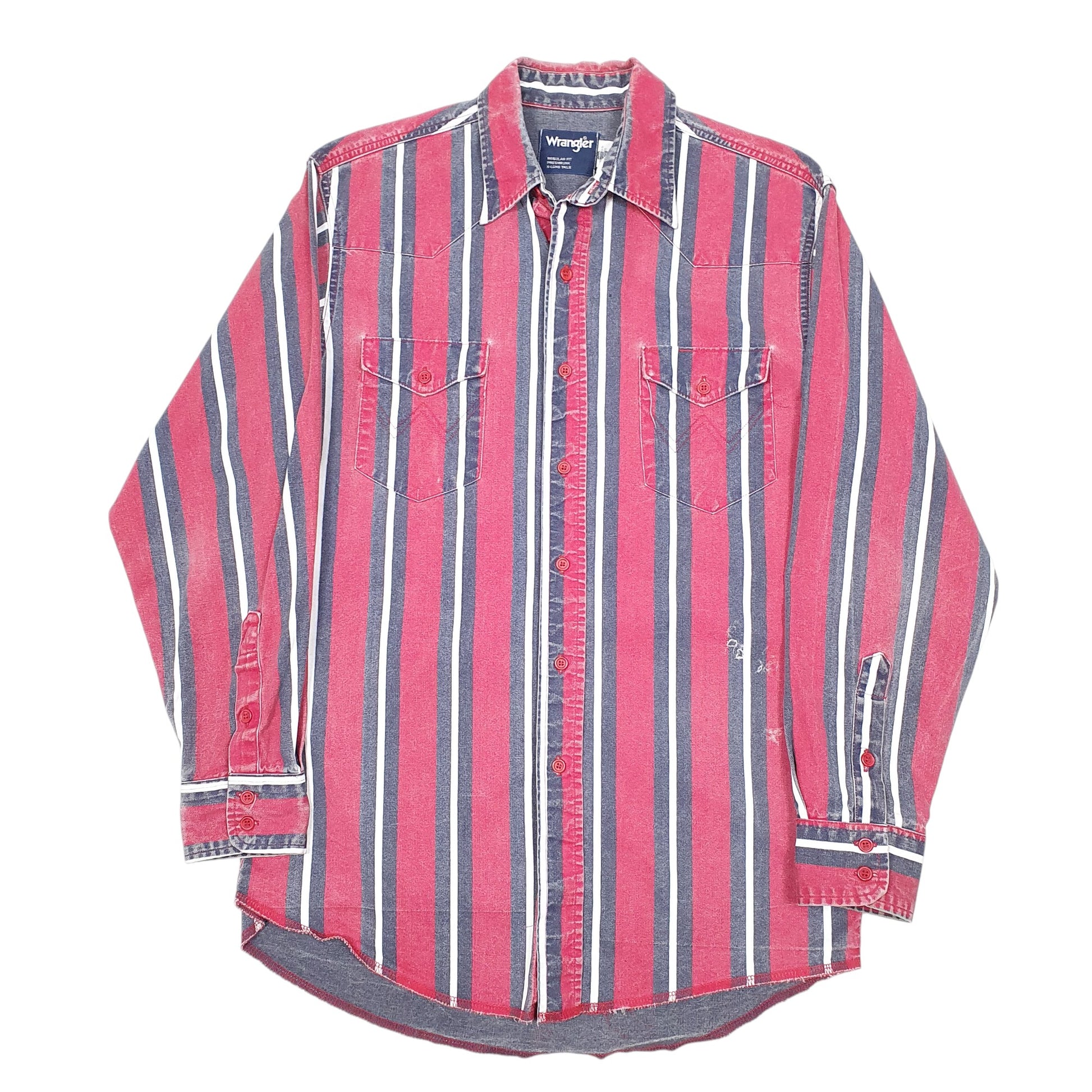 Mens Red Wrangler Vintage Western X Long Tails Long Sleeve Shirt