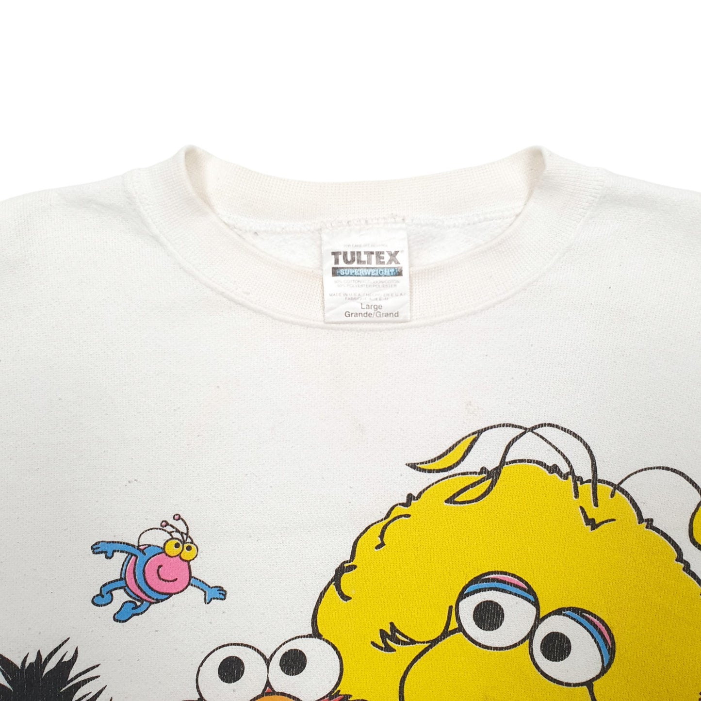 Mens White Tultex Sesame Street Jim Henson Vintage 1990s Crewneck Jumper