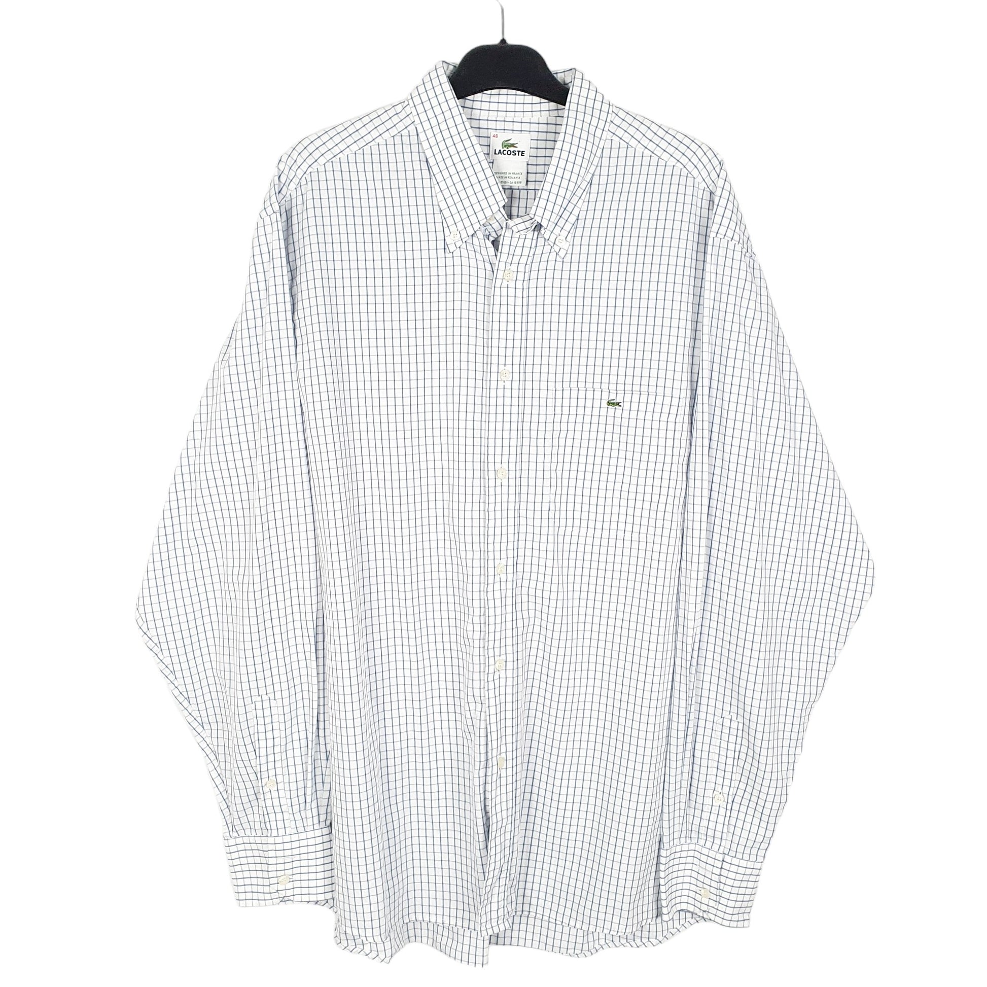 Mens White Lacoste  Long Sleeve Shirt