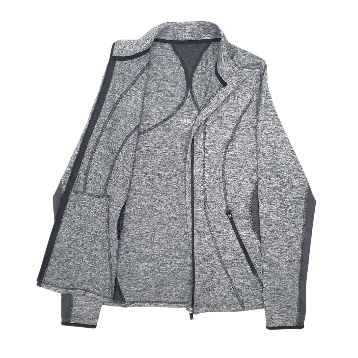 Womens Grey M&S Active Wear Full Zip Jumper