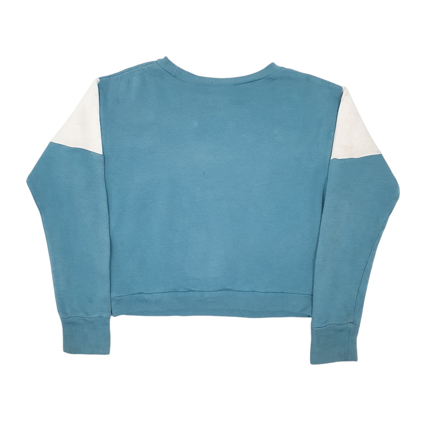 Womens Blue Reebok Croptop Spellout Crewneck Jumper