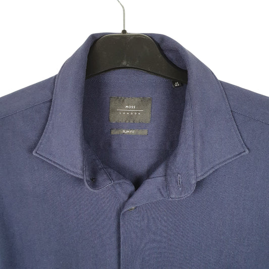 Mens Navy Moss London Long Sleeve Shirt