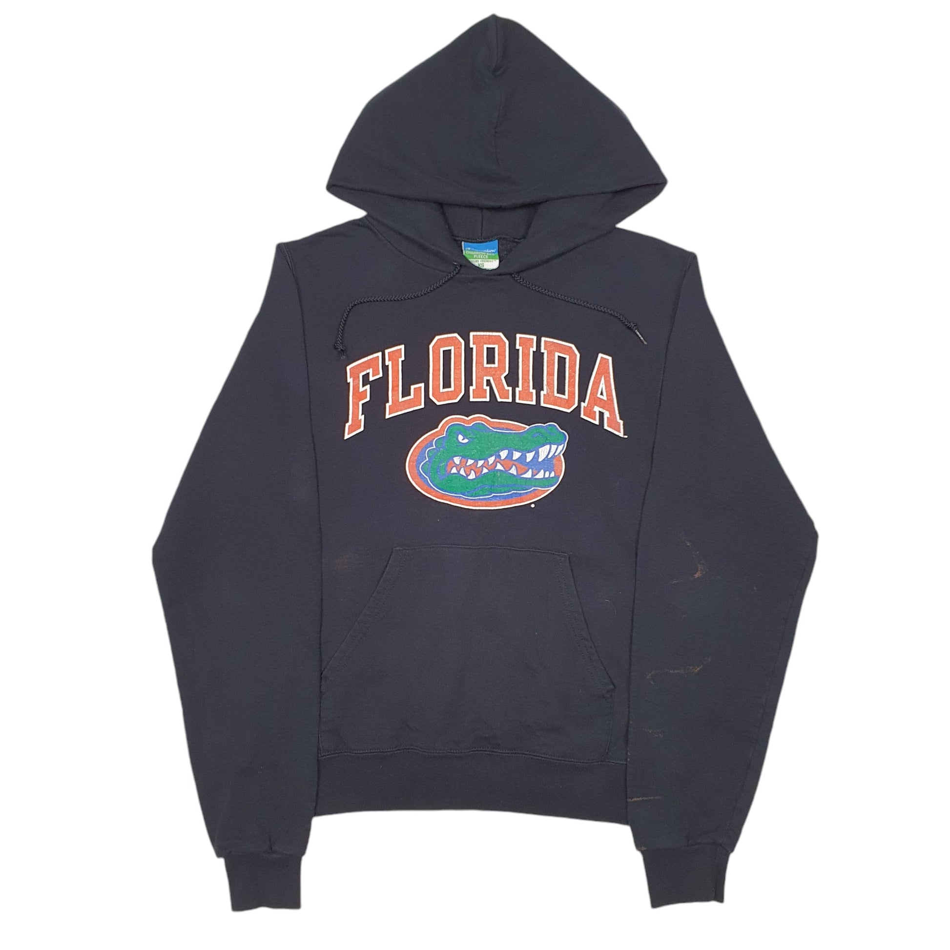 Mens Black Champion Gators Football Florida USA Spellout Hoodie Jumper
