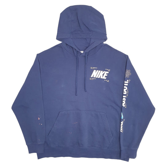 Mens Navy Nike Spellout Hoodie Jumper
