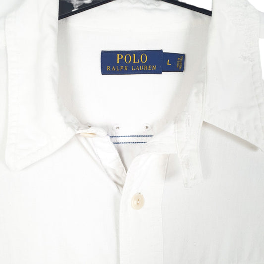 Mens White Polo Ralph Lauren Sashiko Distressed Long Sleeve Shirt