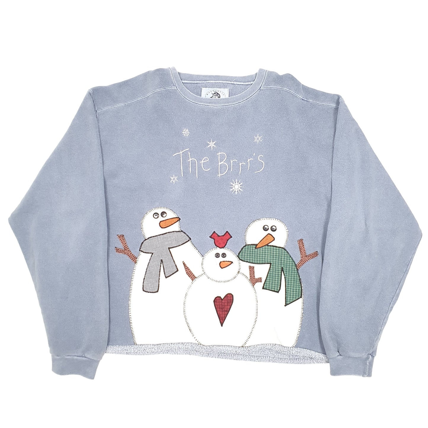 Womens Grey Authentic Pigment The Brrrs Snowman Family Festive Winter Christmas Vintage Crewneck Jumper