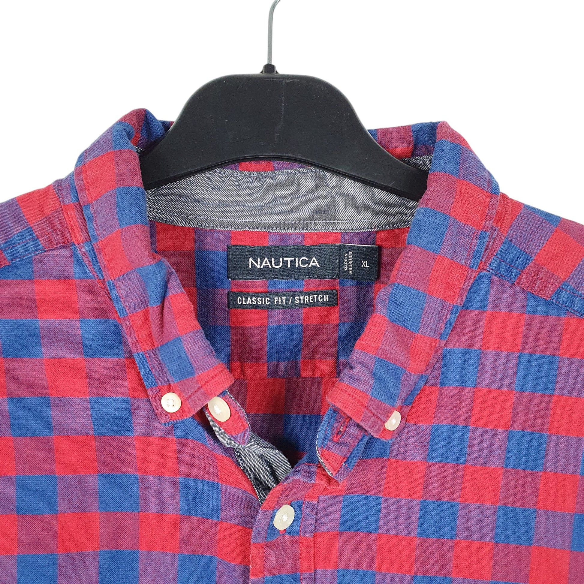 Mens Red Nautica Stretch Long Sleeve Shirt