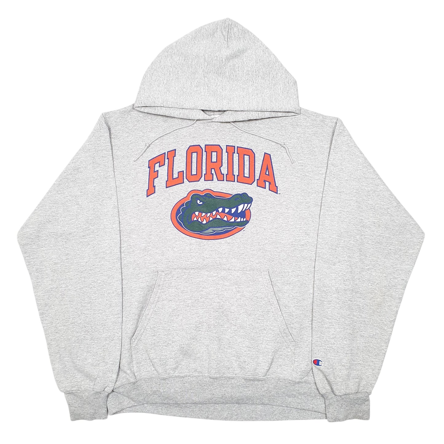 Mens Grey Champion Florida University  Gators Football USA Spellout Hoodie Jumper