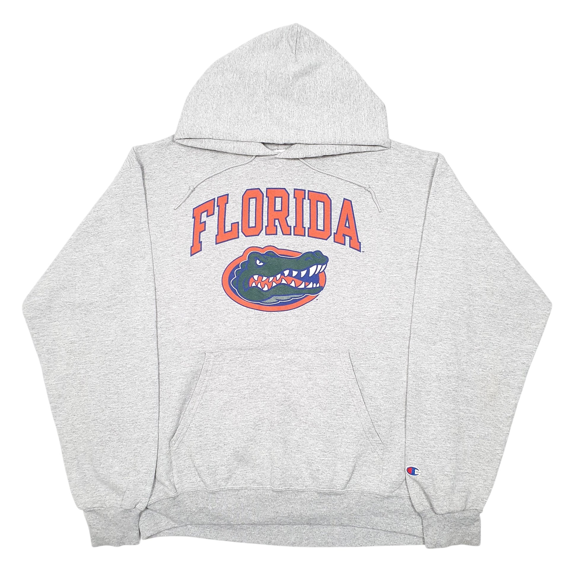 Mens Grey Champion Florida University  Gators Football USA Spellout Hoodie Jumper