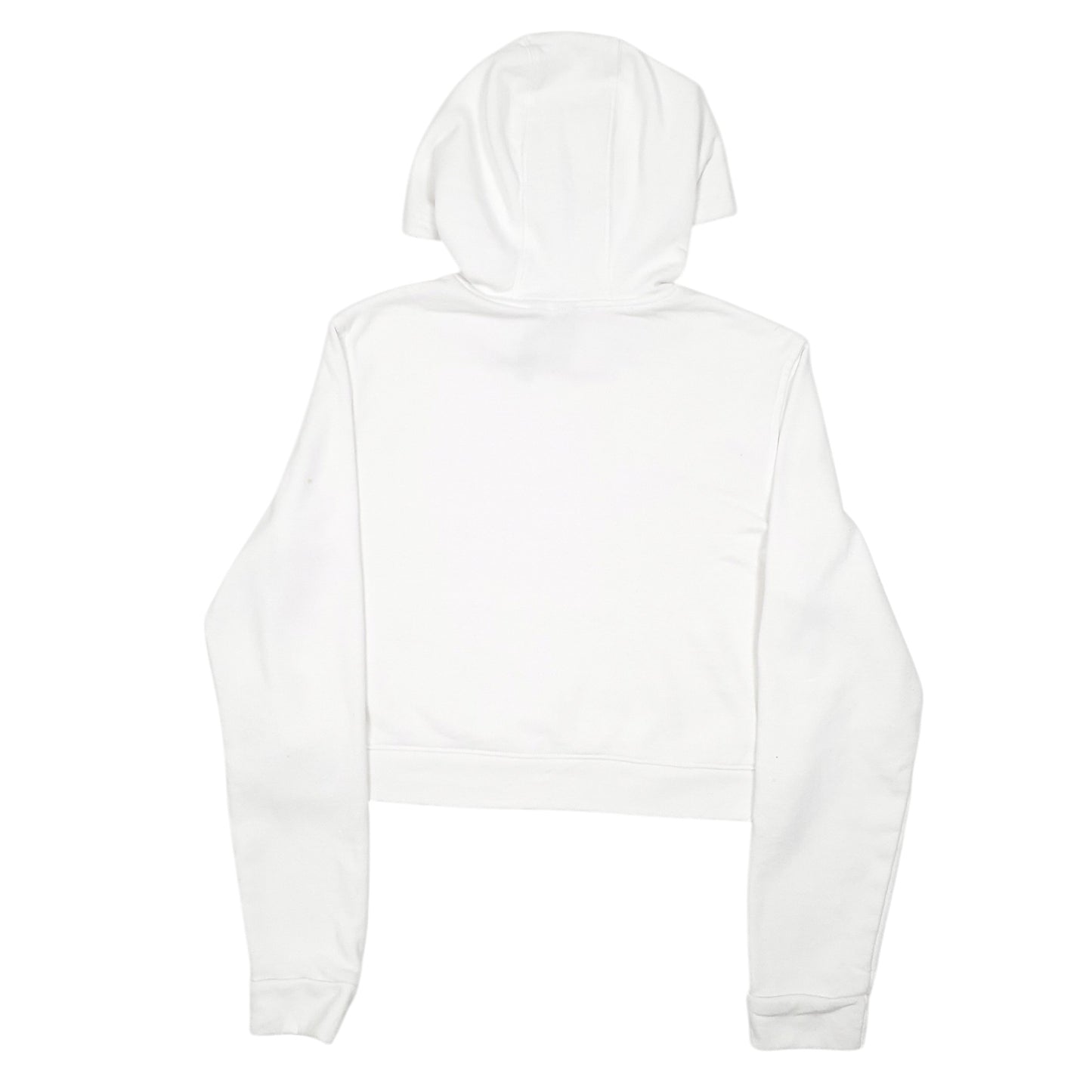 Womens White Adidas Cropped Short Spellout Gym Workout Hoodie Jumper
