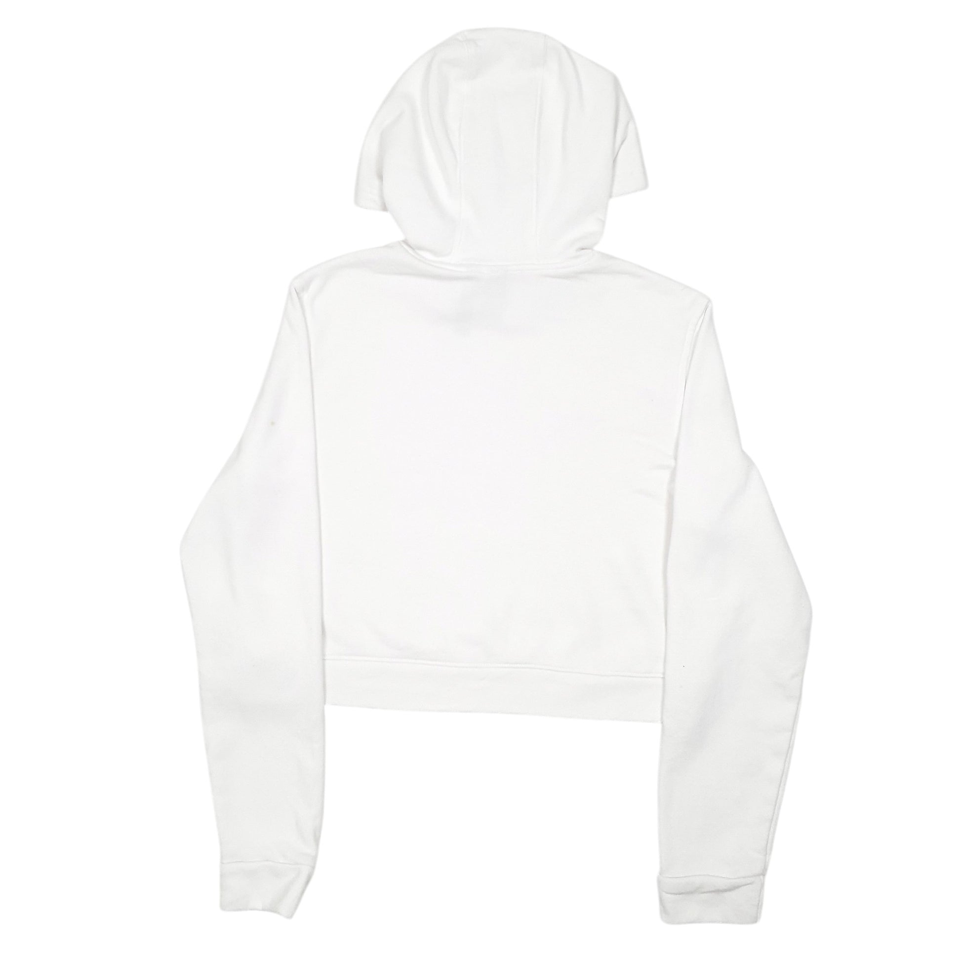 Womens White Adidas Cropped Short Spellout Gym Workout Hoodie Jumper