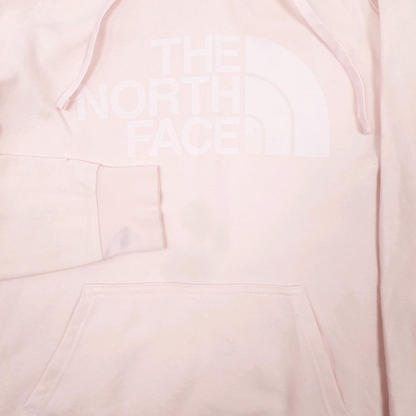 Womens Pink The North Face Stains on the front, right sleeve and Cuff. Hoodie Jumper