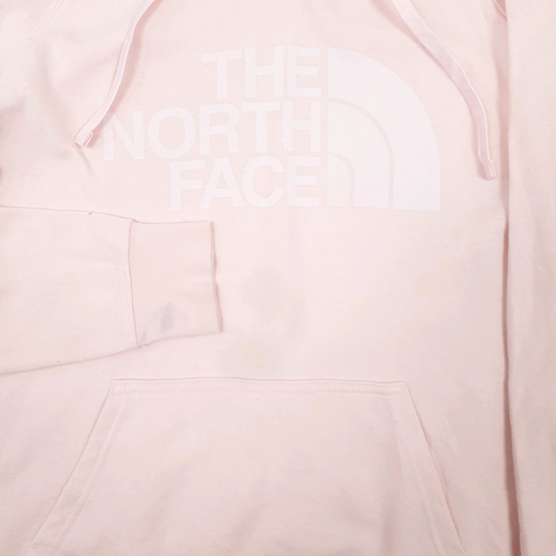 Womens Pink The North Face Stains on the front, right sleeve and Cuff. Hoodie Jumper