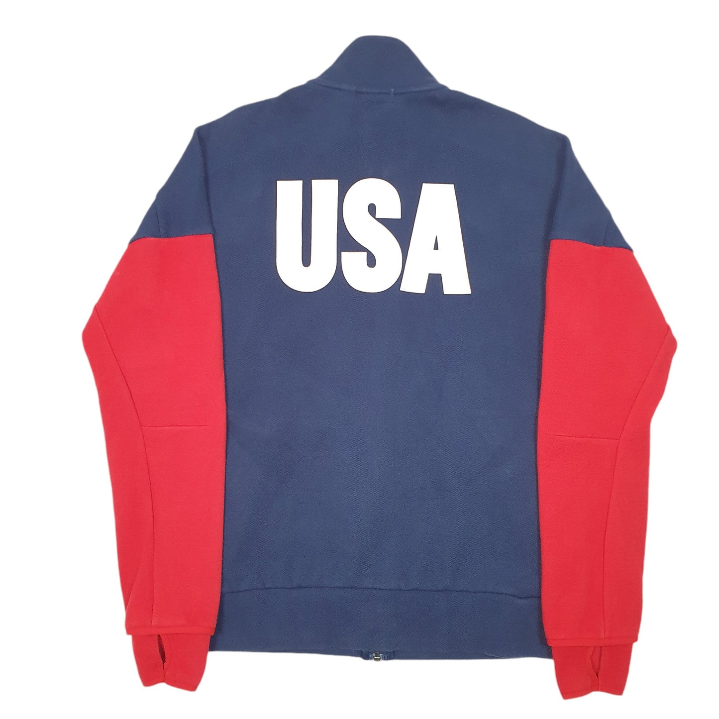 Mens Navy Adidas Track Top Team USA Volleyball Spellout Full Zip Jumper