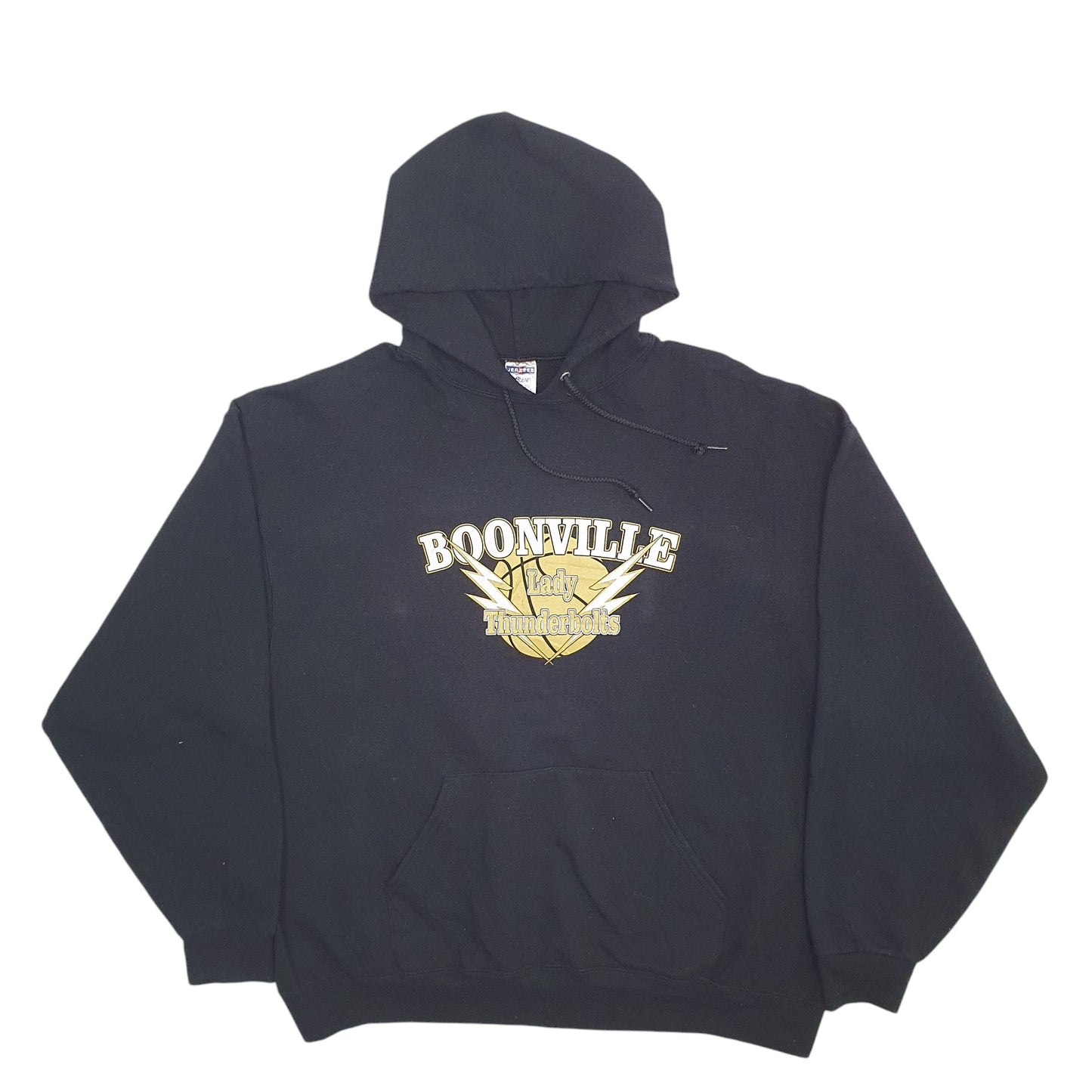 Mens Black Jerzees Boonville Spellout Hoodie Jumper