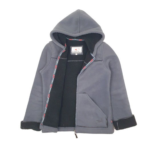 Womens Grey Oneill Hoodie Sherpa Lined Jacket Full Zip Jumper
