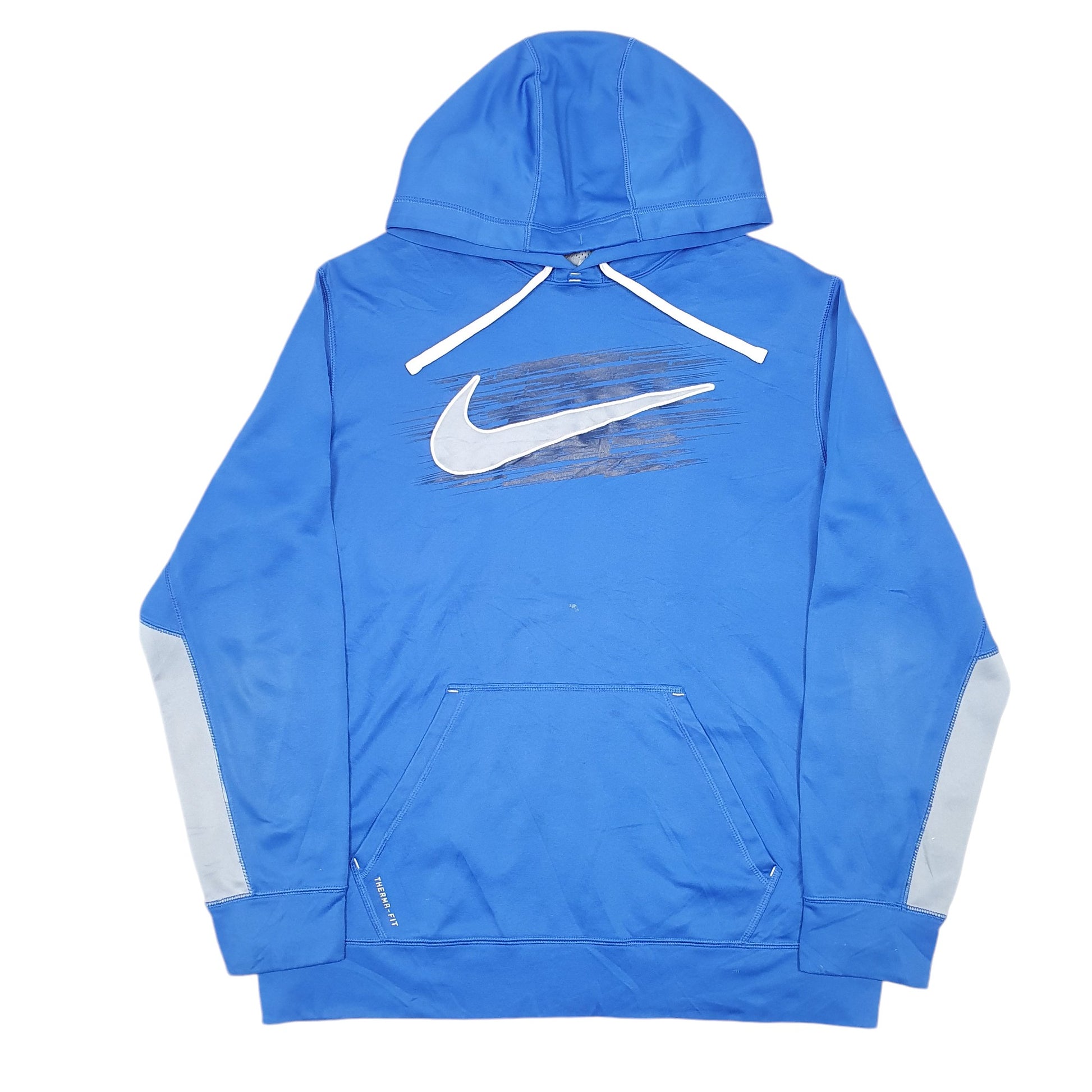 Mens Nike Blue Hoodie Active Swoosh Gym Workout Running Therma Fit