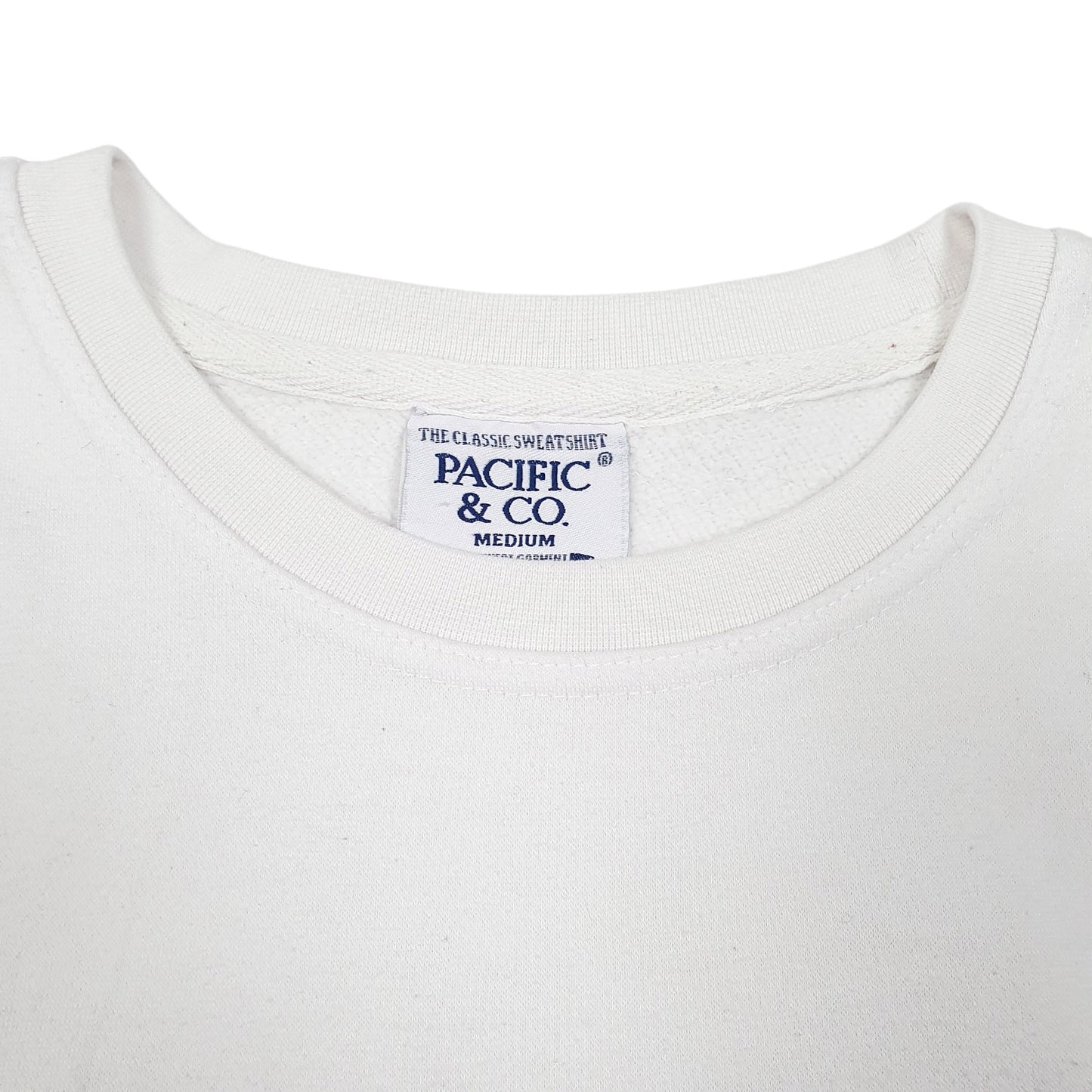 Mens White Pacific & Co Savannah Georgia USA Spellout College Crewneck Jumper