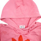 Womens Pink Adidas Crop Top Spellout Hoodie Jumper