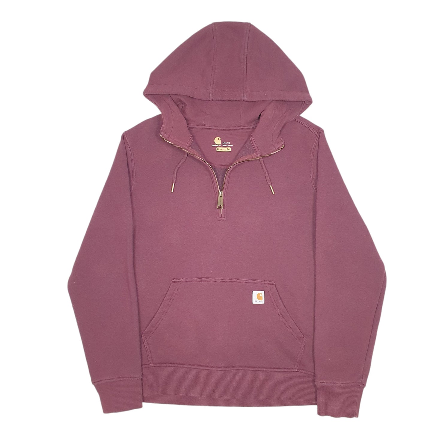 Womens Burgundy Carhartt Workwear Quarter Zip Hoodie Jumper