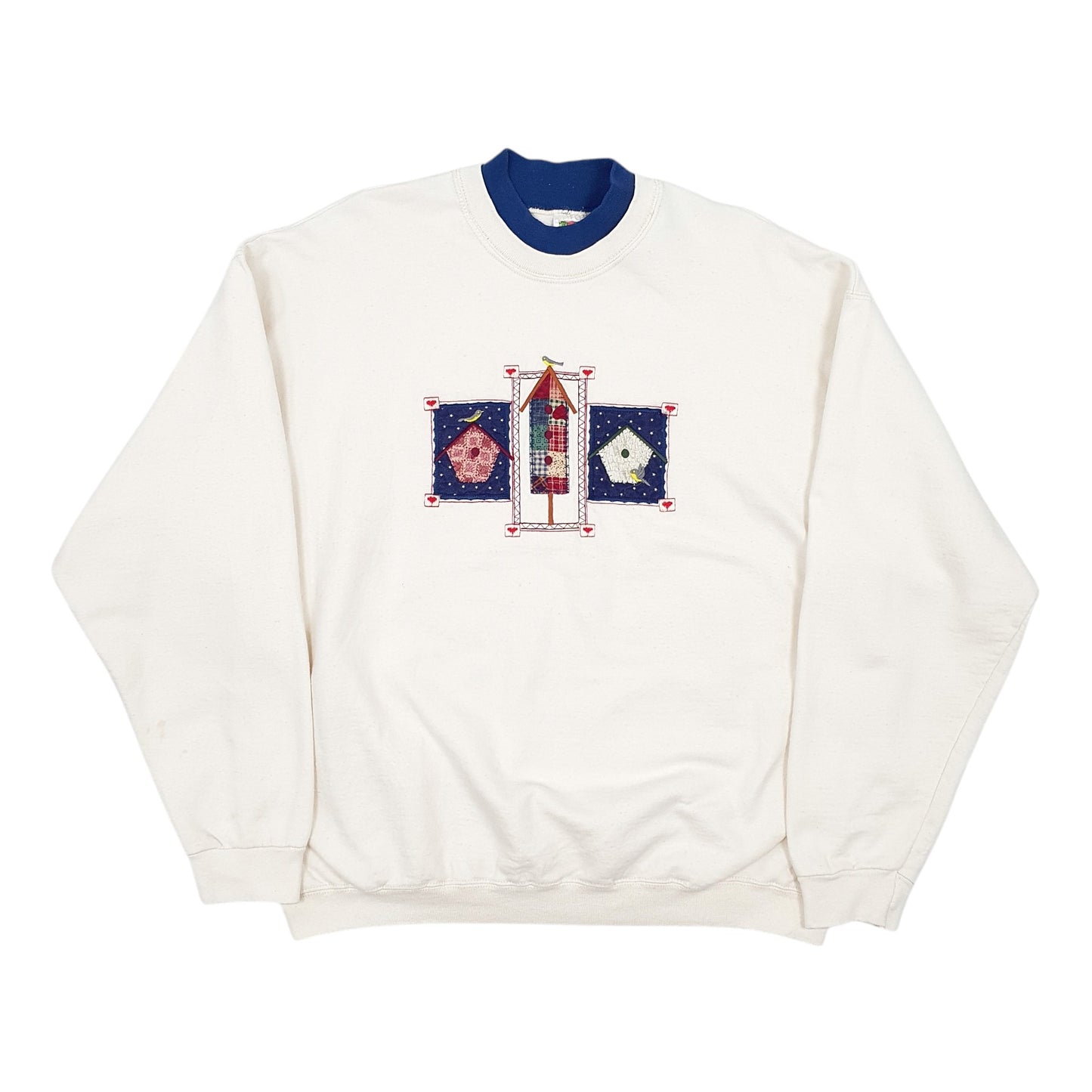 Mens Cream Fruit Of The Loom Vintage 90s Crewneck Jumper