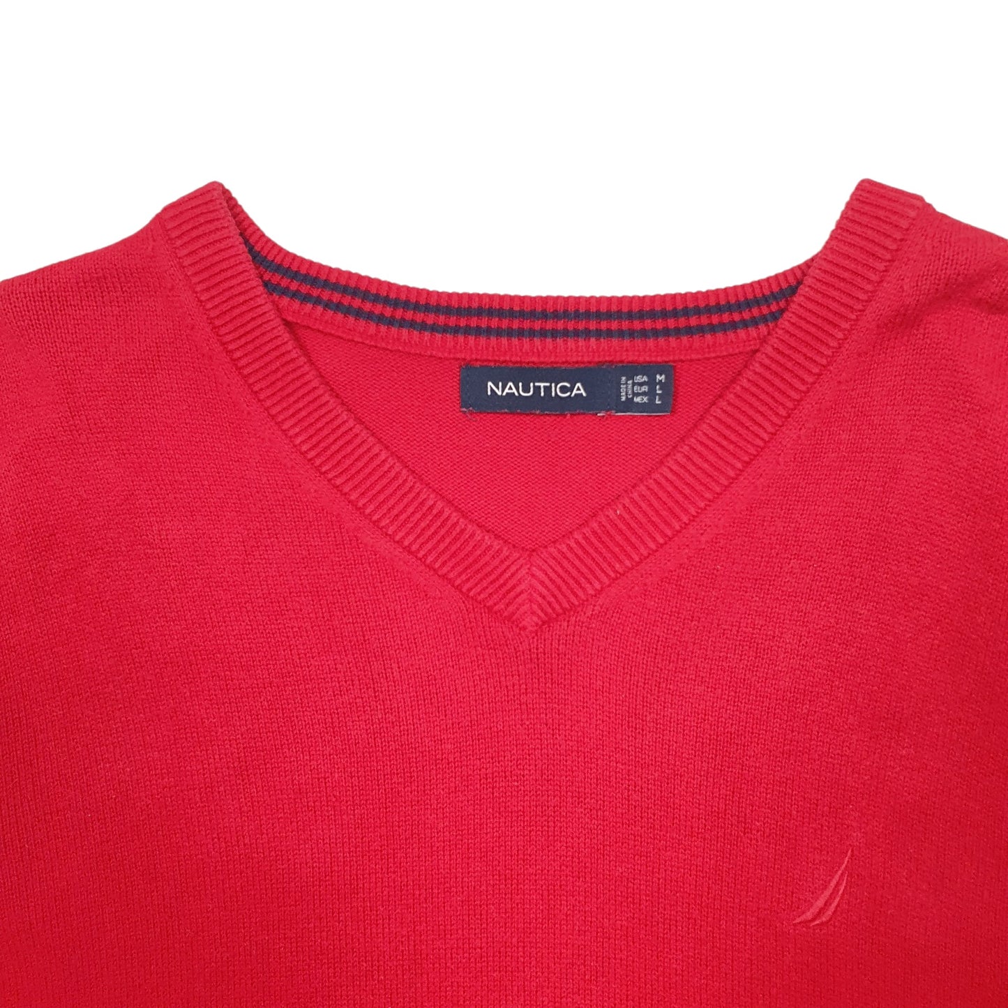 Mens Red Nautica Knit Crewneck Jumper