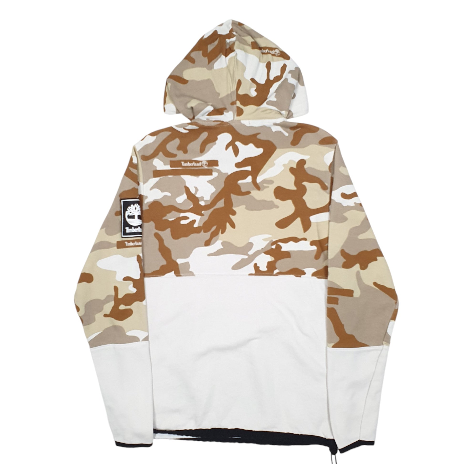 Mens White Timberland Box Logo Spellout Camouflage Desert Hoodie Jumper