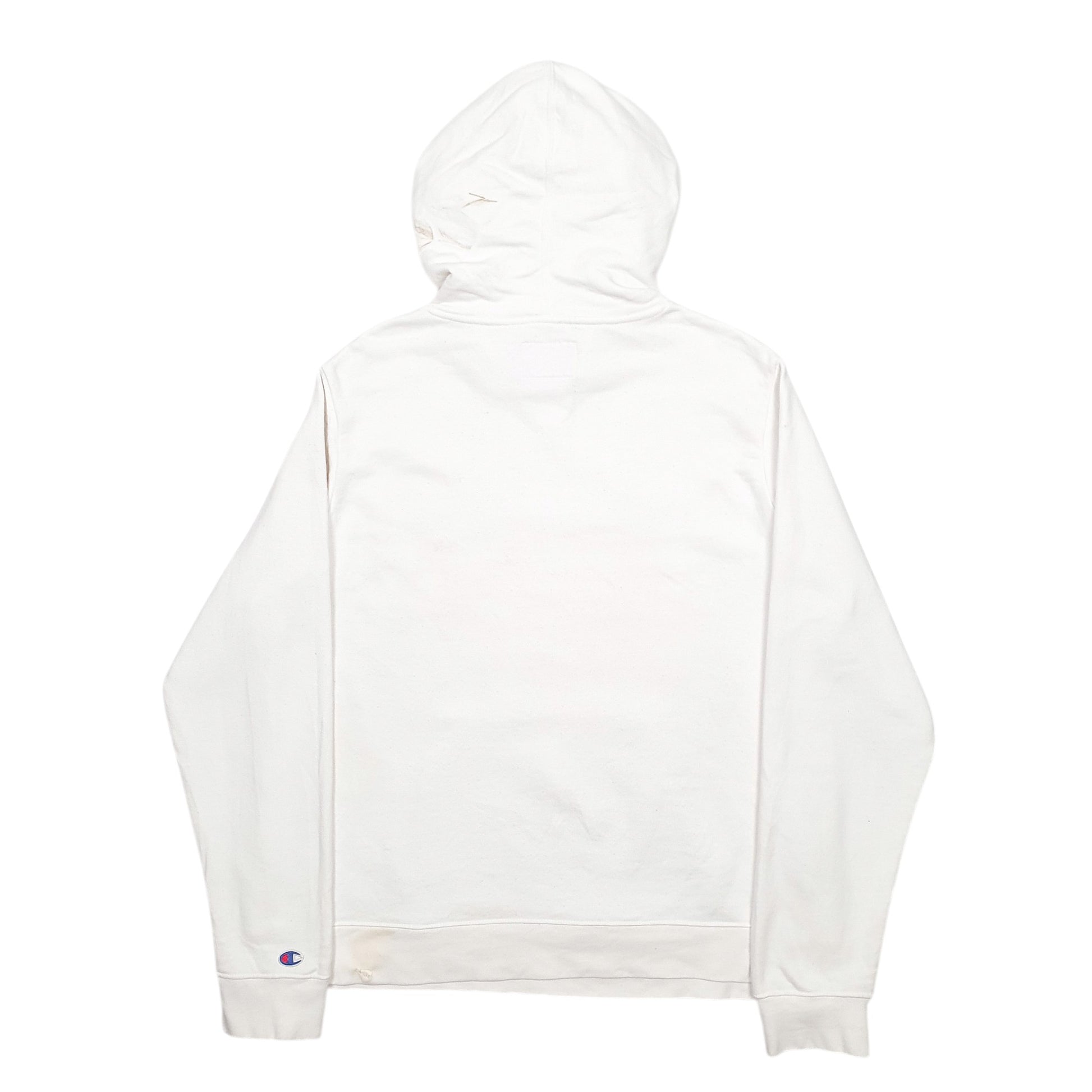 Mens White Champion Spellout Hoodie Jumper