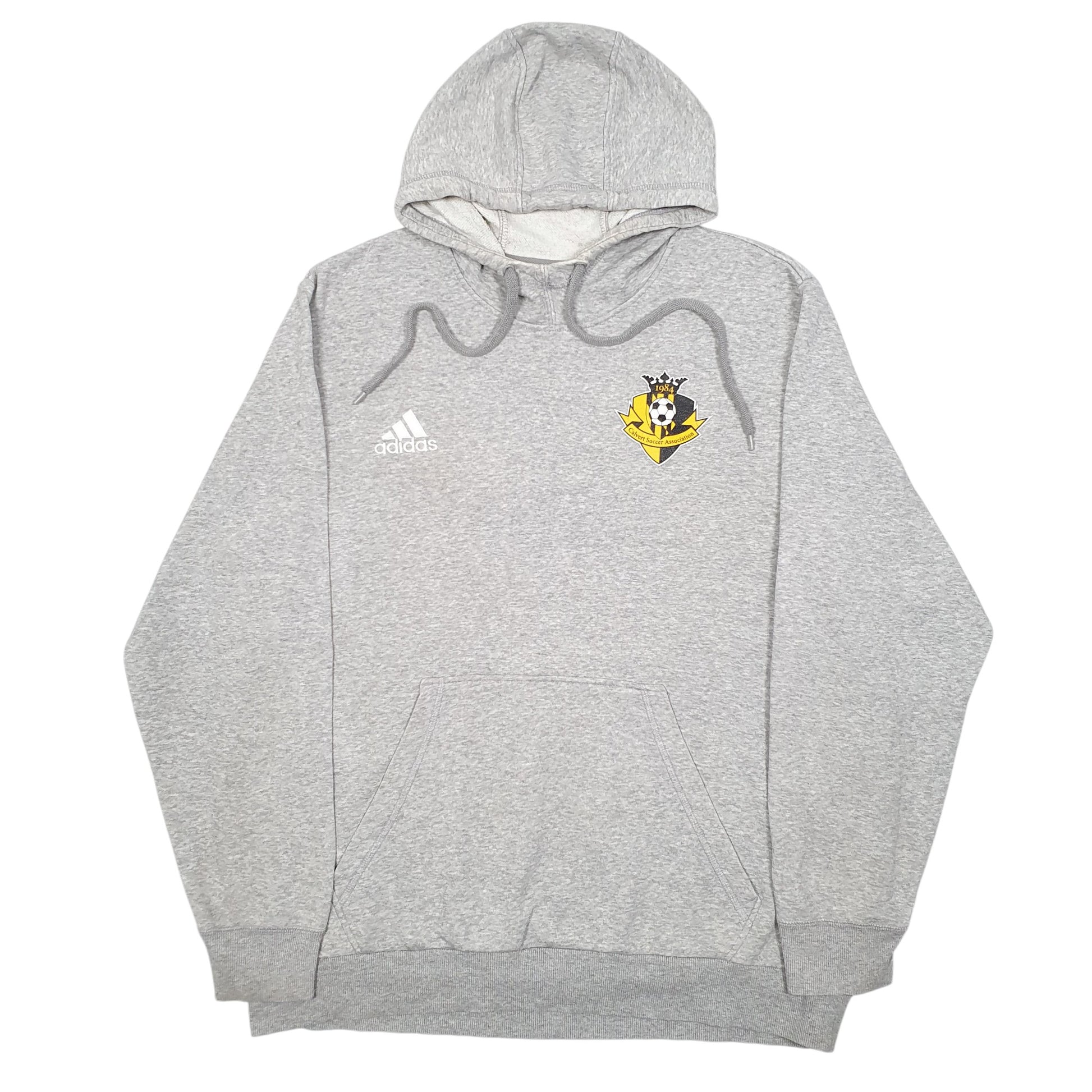 Mens Grey Adidas Calvert Soccer Association Hoodie Jumper