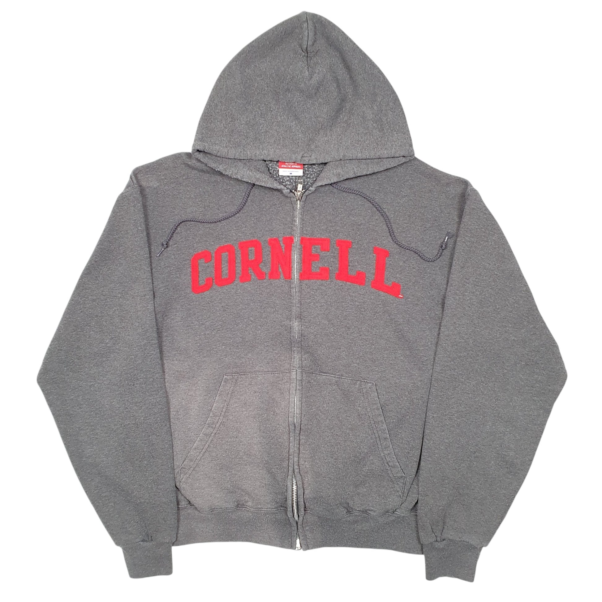 Mens Grey Champion Hoodie Cornell College USA Spellout Full Zip Jumper