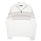 Mens Cream Nautica Knit Striped Quarter Zip Jumper