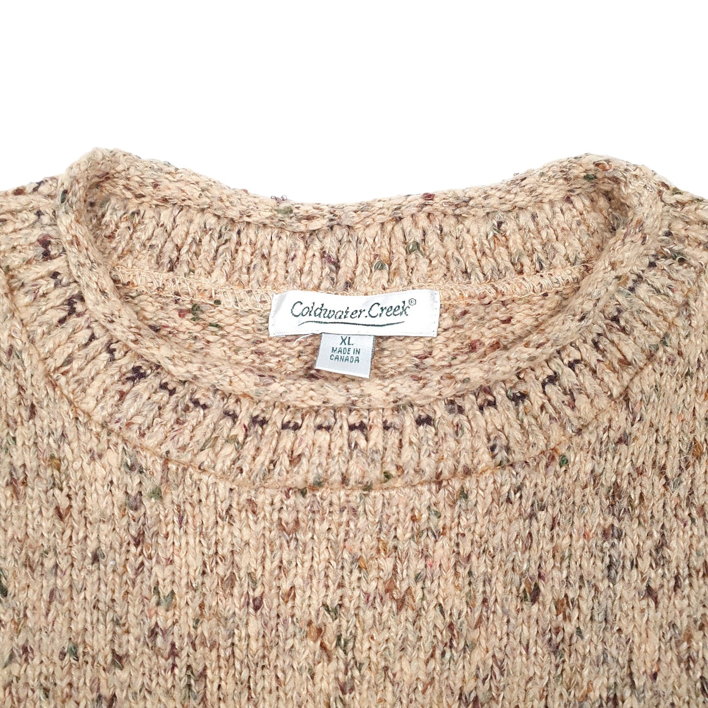 Womens Beige Coldwater Creek Moose Knit Vintage Crewneck Jumper