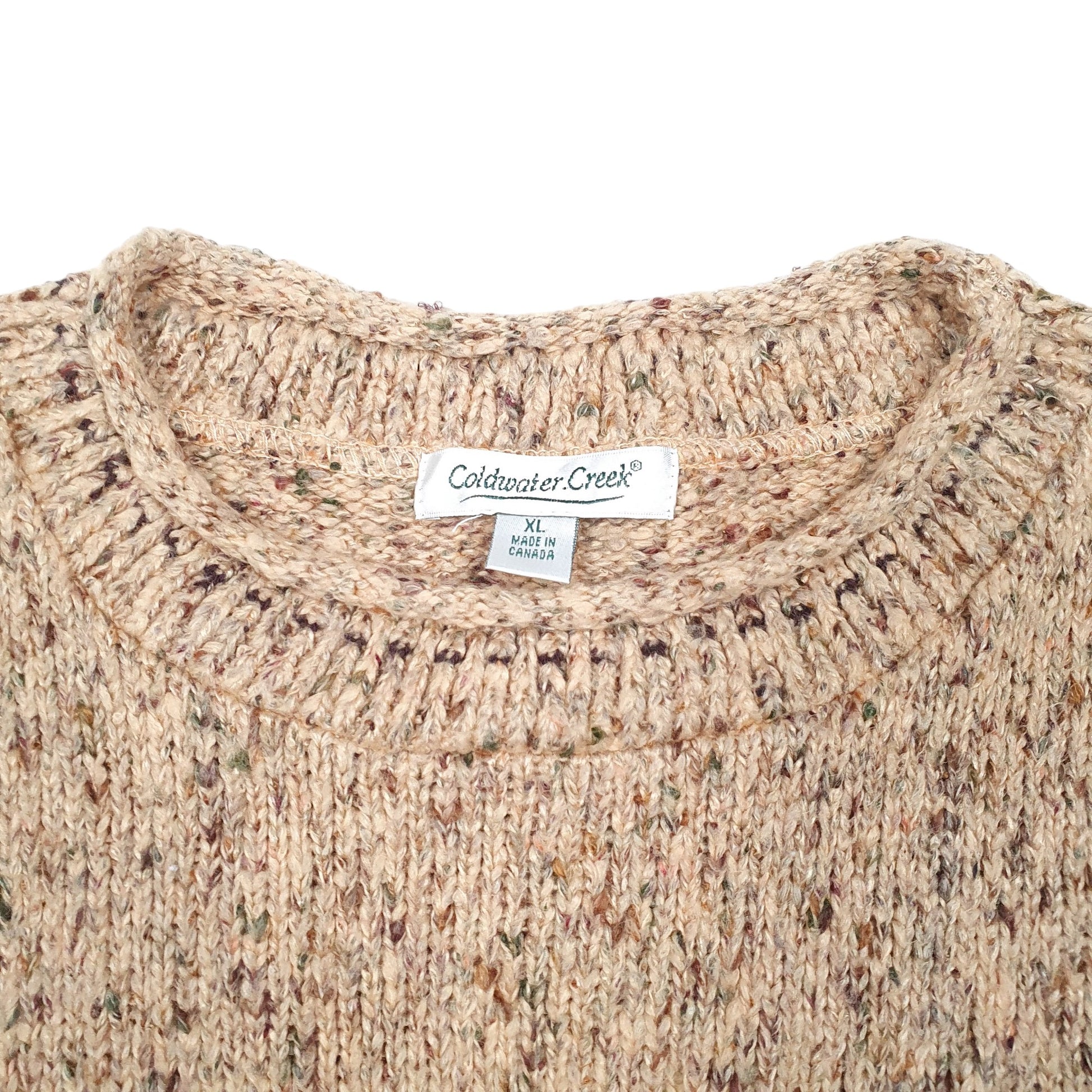 Womens Beige Coldwater Creek Moose Knit Vintage Crewneck Jumper