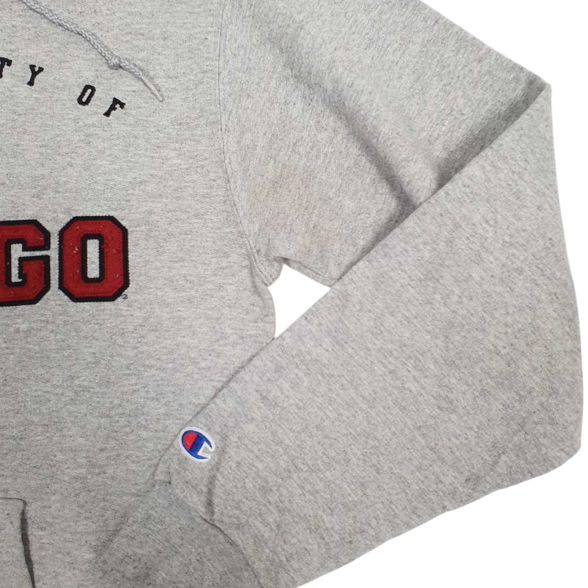 Mens Grey Champion University of Chicago Raised Embroidered Hoodie Jumper