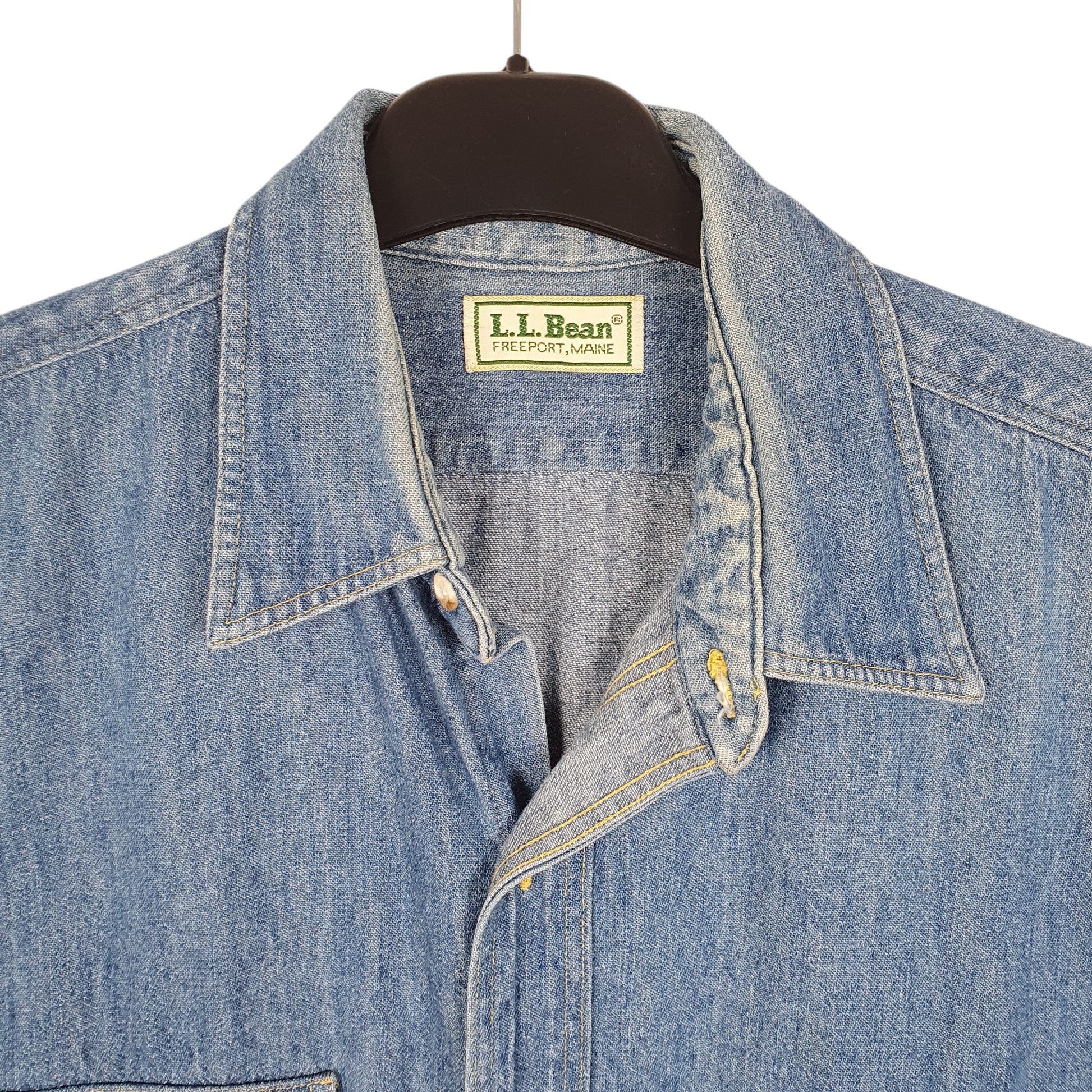 Mens Blue L.L.Bean Denim Overshirt Long Sleeve Shirt