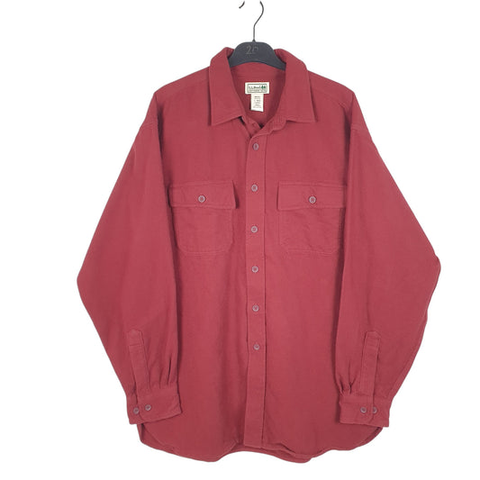 Mens Burgundy L.L.Bean Chamois Overshirt Shacket Long Sleeve Shirt