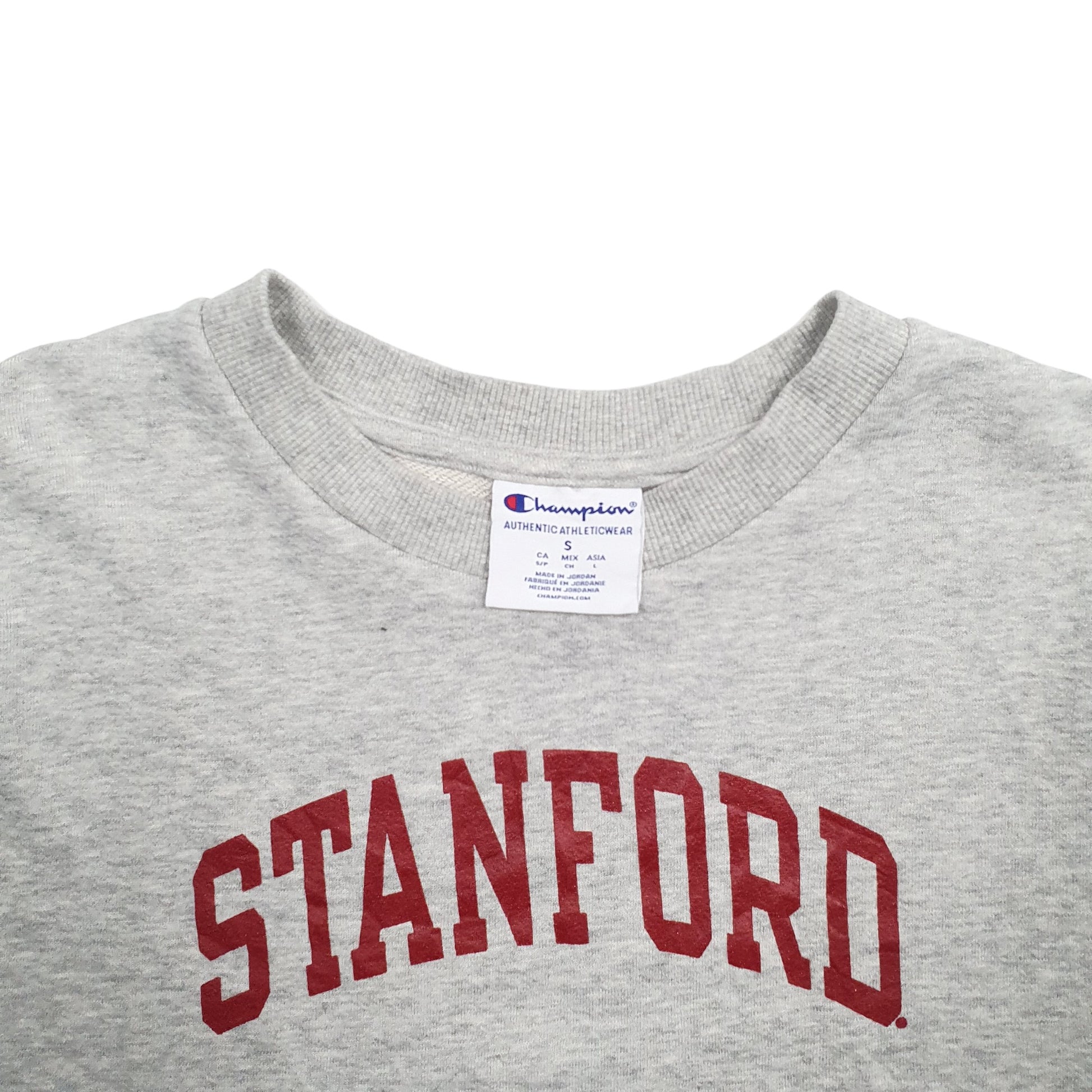 Womens Grey Champion Stanford Spellout Crewneck Jumper