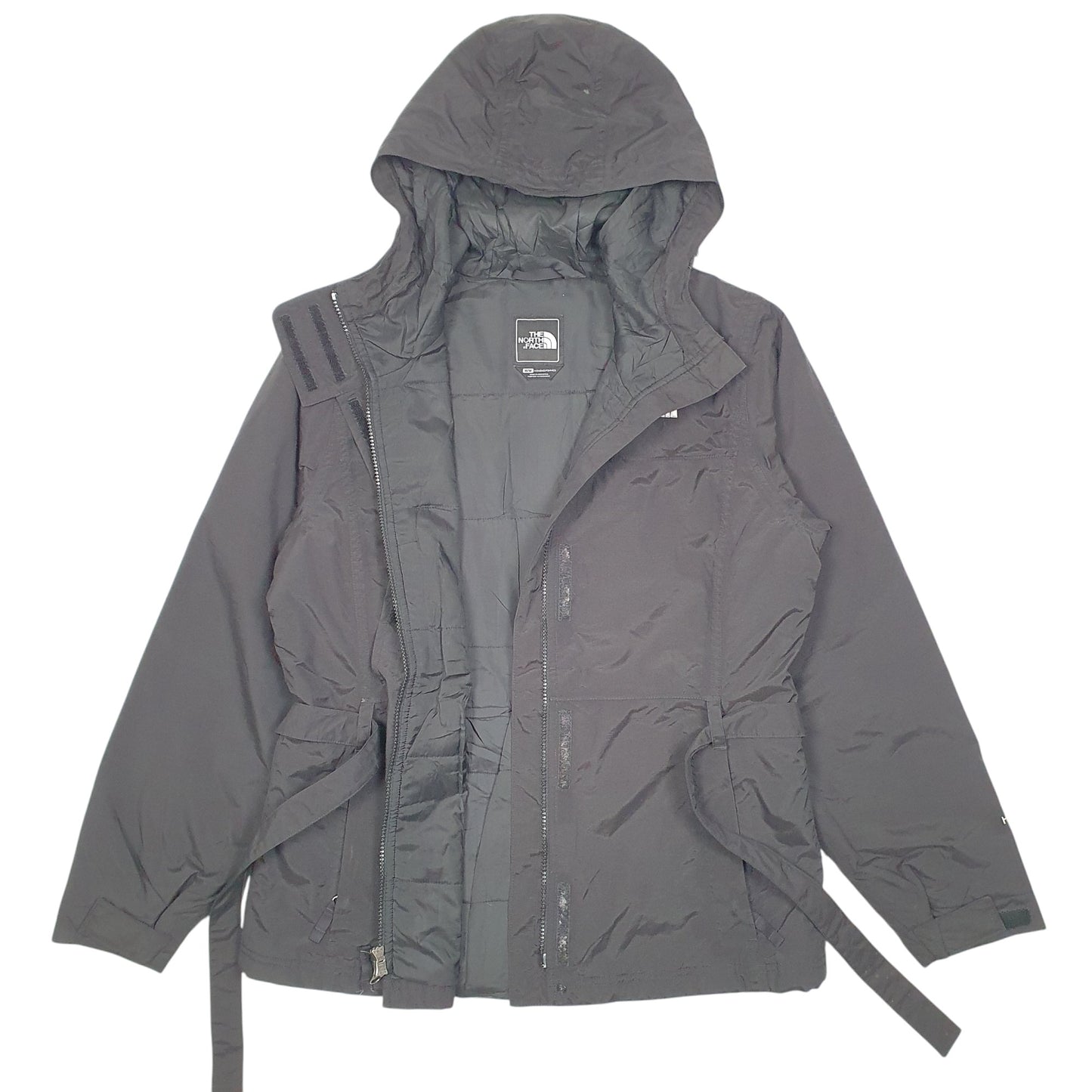 Womens Black The North Face Belted Crewneck Coat