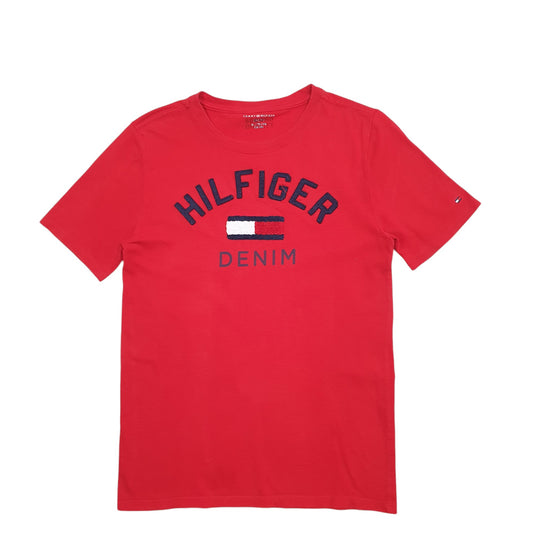 Womens Red Tommy Hilfiger Spellout Short Sleeve T Shirt