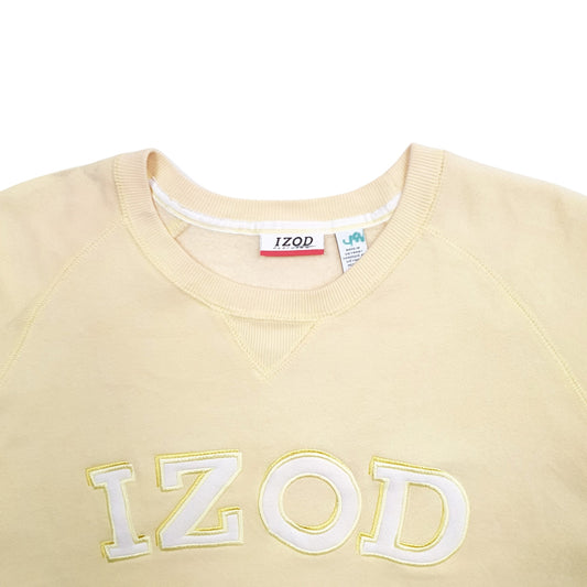 Mens Yellow Izod Spellout Crewneck Jumper